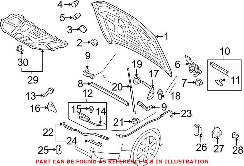 Audi Hood Seal - Front 8R0823723B